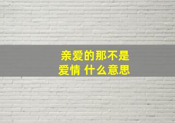 亲爱的那不是爱情 什么意思